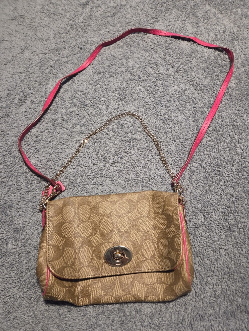 Coach Pink Crossbody Bag In Signature Canvas